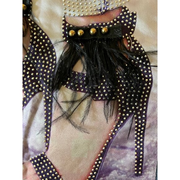 LOVE J Blue Blouse Top T-shirt w Holes Distressed Heels Shoes Pop Art Trendy S - Picture 10 of 13